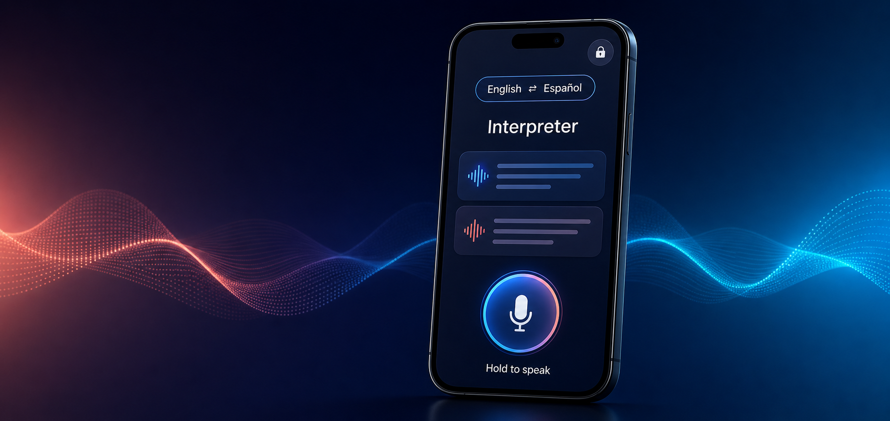 Concept preview of a private English and Spanish voice interpreter with one microphone control
